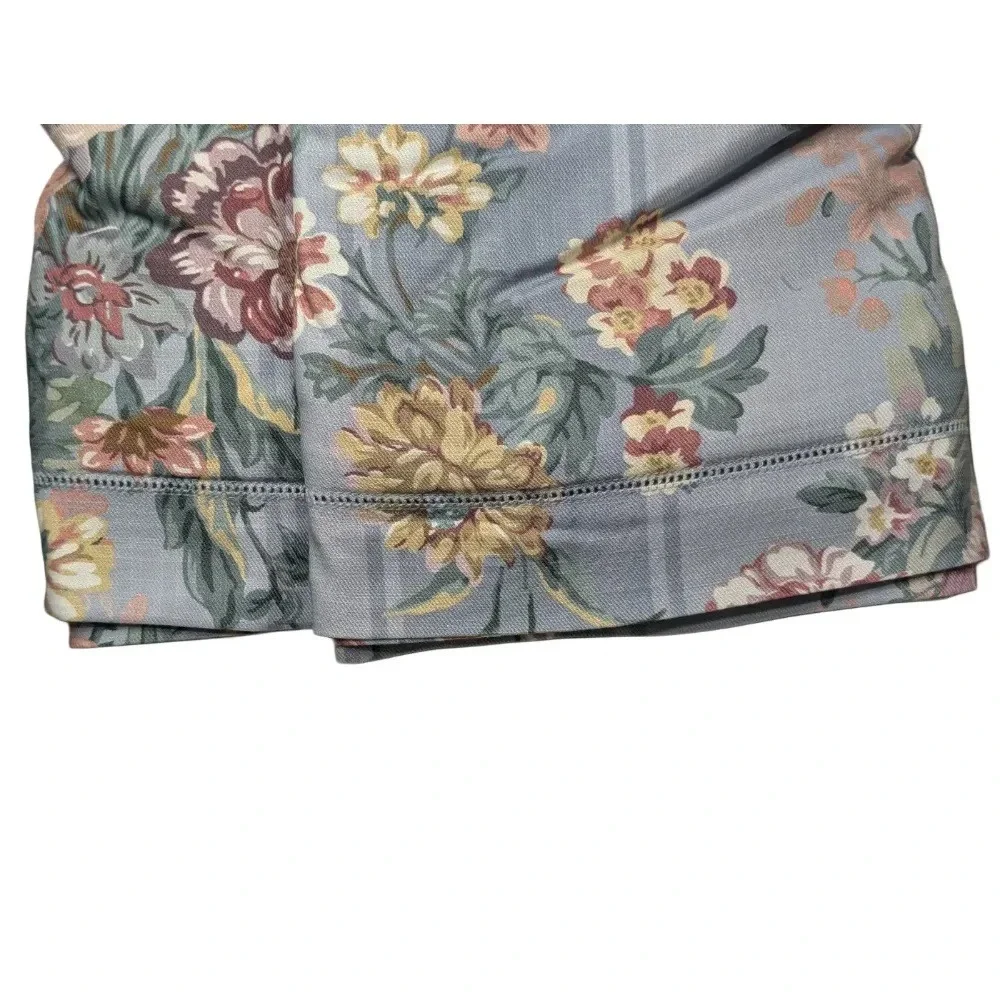 Ralph Lauren Adalia Floral Stripe Duvet Cover Full Queen Blue Hemstitch NIB $430